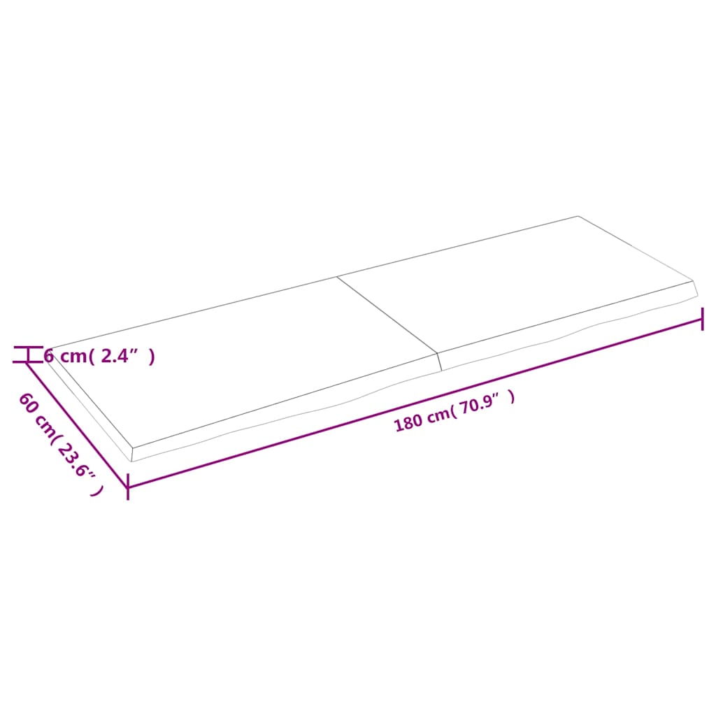 Etagère murale marron clair 180x60x(2-6) cm chêne massif bois traité