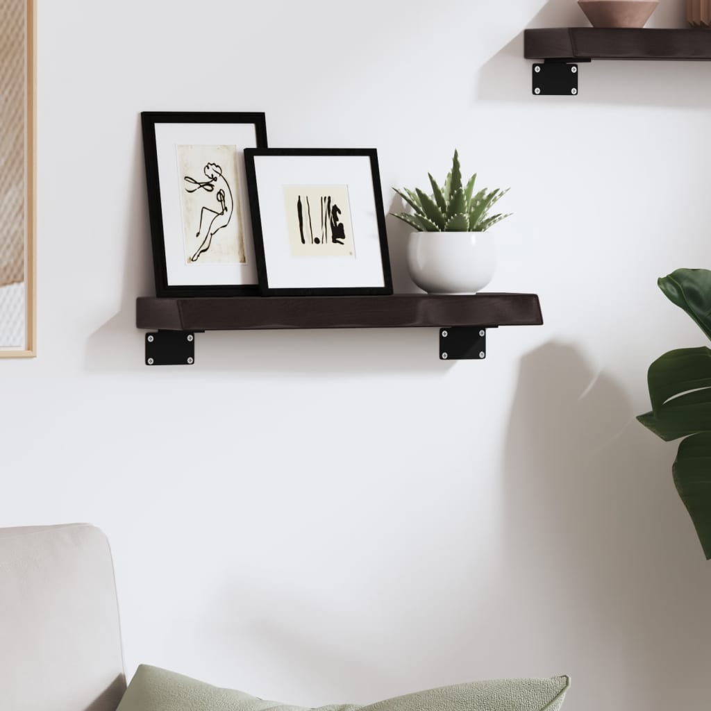 Etagère murale marron foncé 40x10x4 cm chêne massif bois traité
