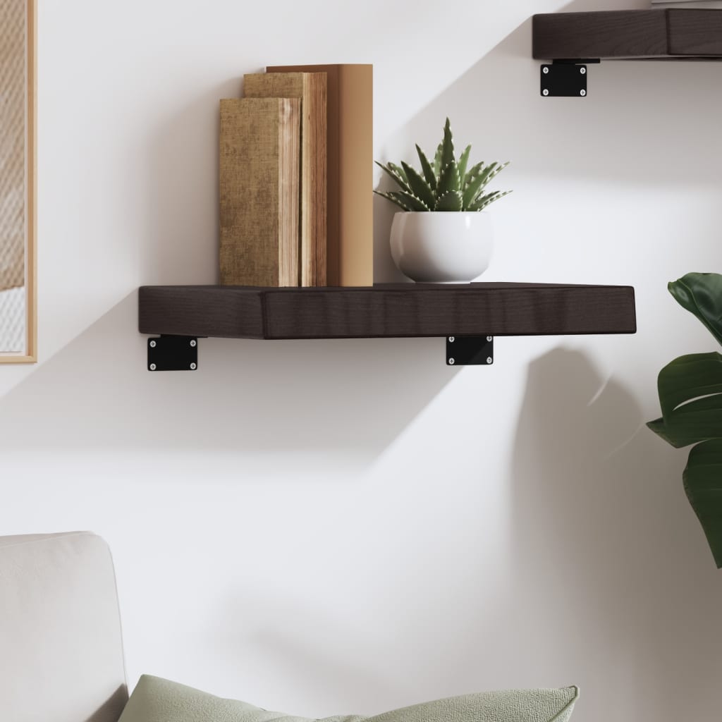 Etagère murale marron foncé 40x30x(2-6) cm chêne massif bois traité