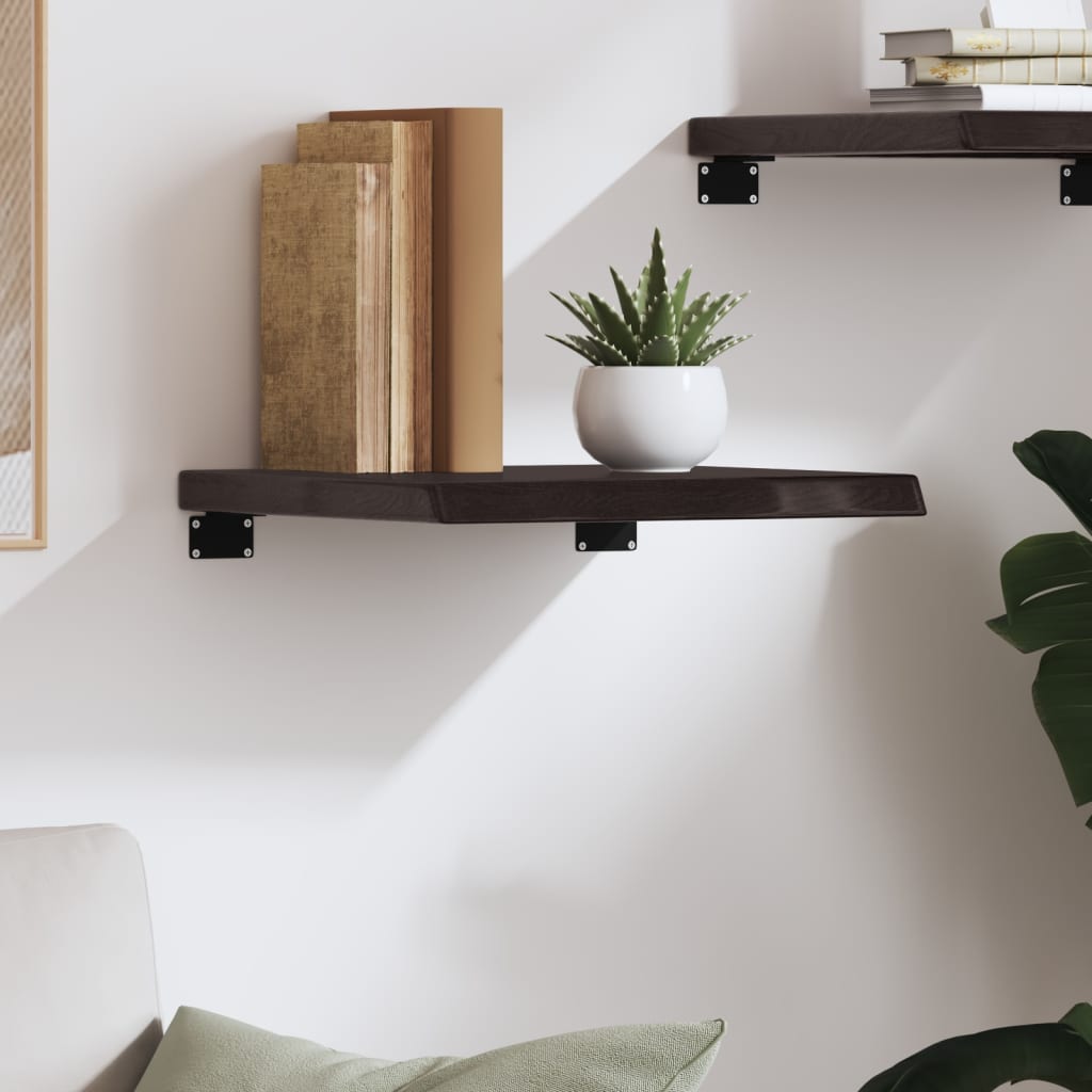 Wall shelf dark brown 40x40x(2-4) cm solid oak treated wood