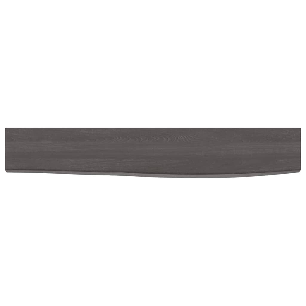 Wall shelf dark brown 60x10x2 cm solid oak treated wood
