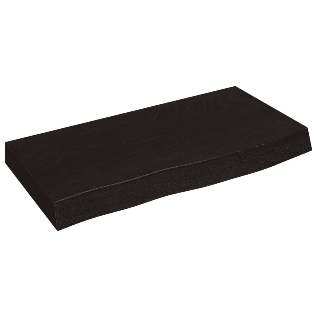Wall shelf dark brown 60x30x(2-6) cm solid oak treated