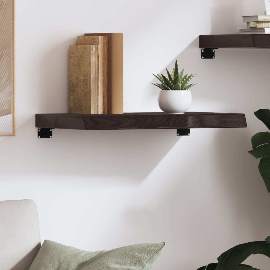 Wall shelf dark brown 60x30x(2-6) cm solid oak treated