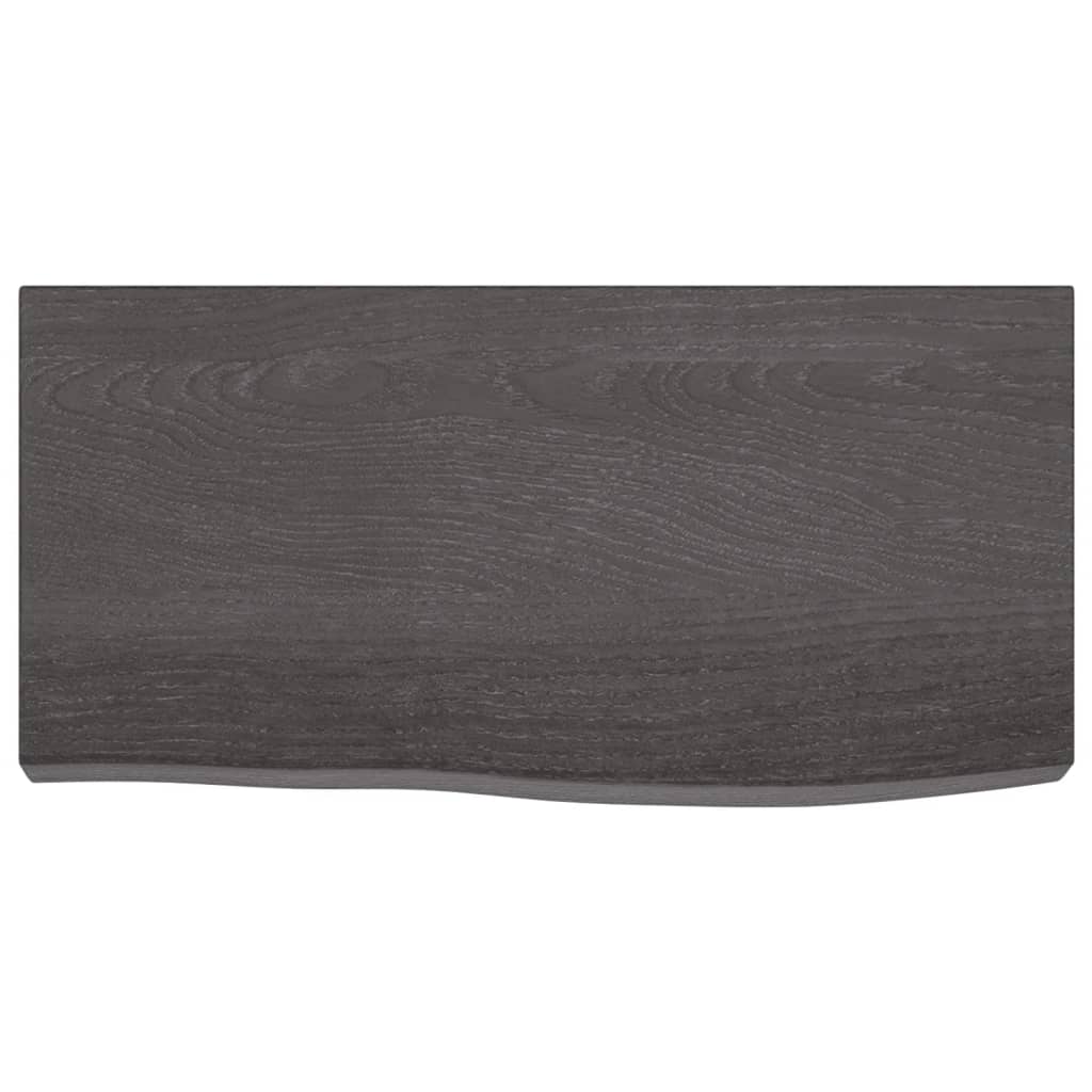 Wall shelf dark brown 60x30x(2-6) cm solid oak treated