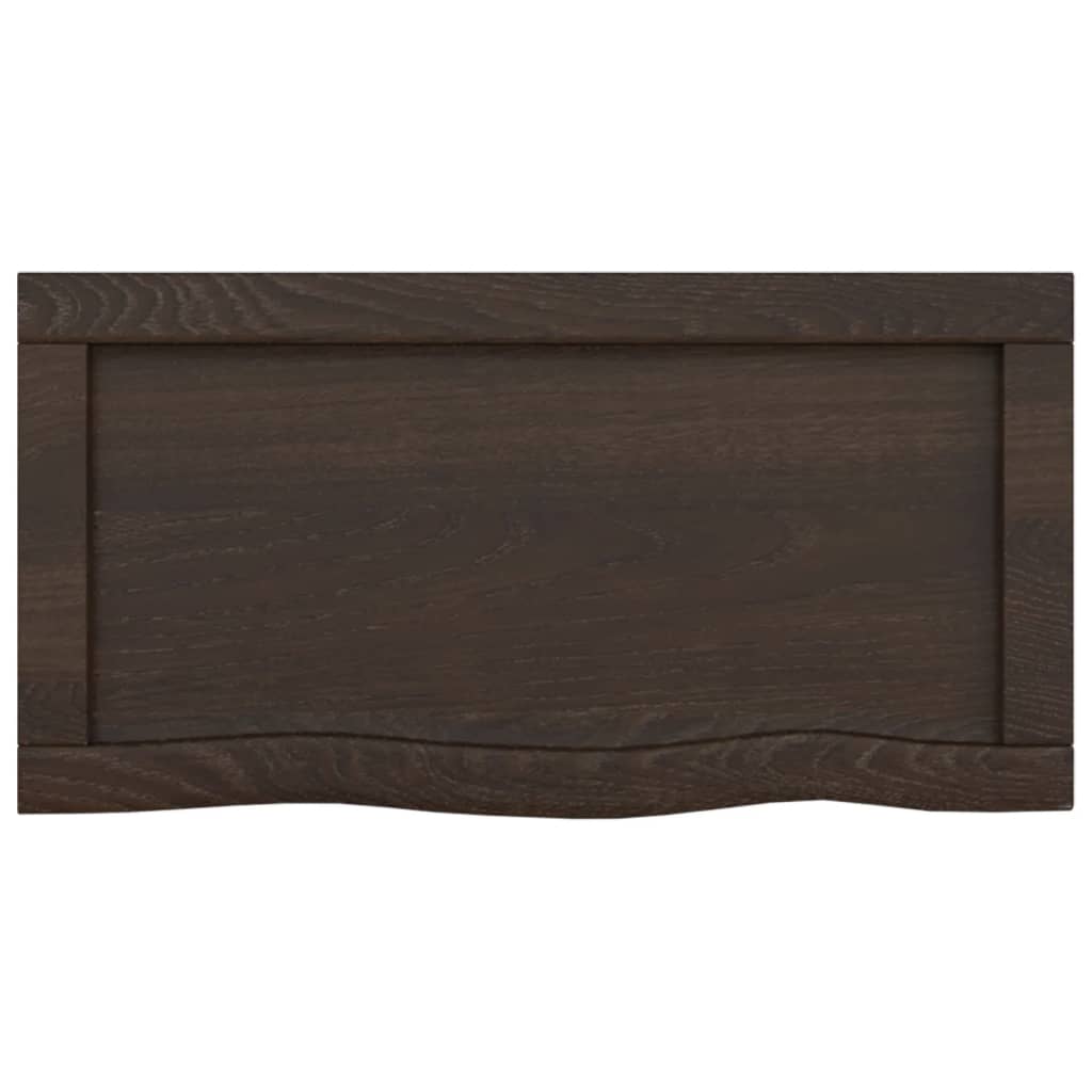 Wall shelf dark brown 60x30x(2-6) cm solid oak treated