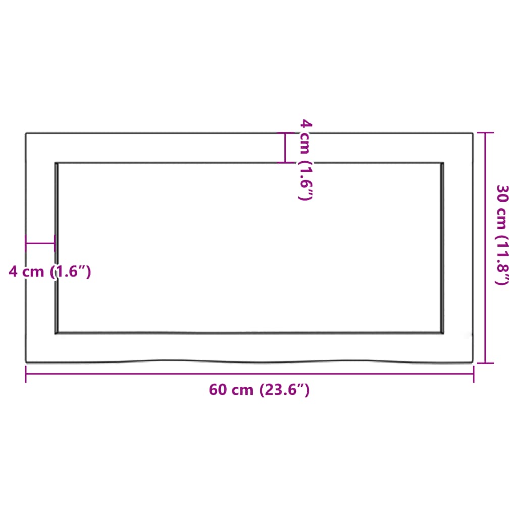 Wall shelf dark brown 60x30x(2-6) cm solid oak treated