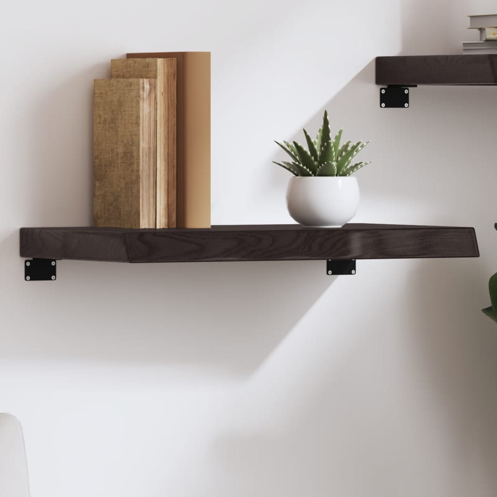 Wall shelf dark brown 60x30x(2-6) cm solid oak treated
