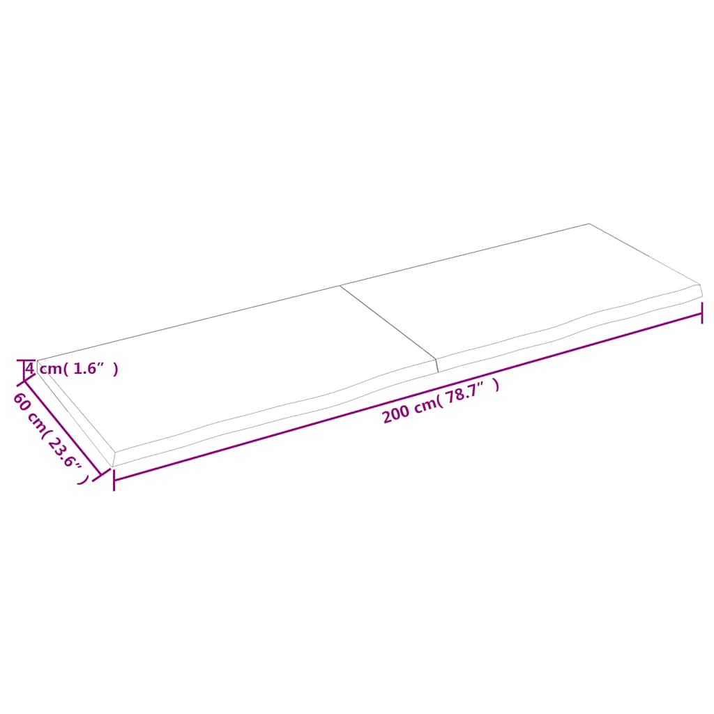 Etagère murale marron foncé 200x60x(2-4)cm chêne massif bois traité