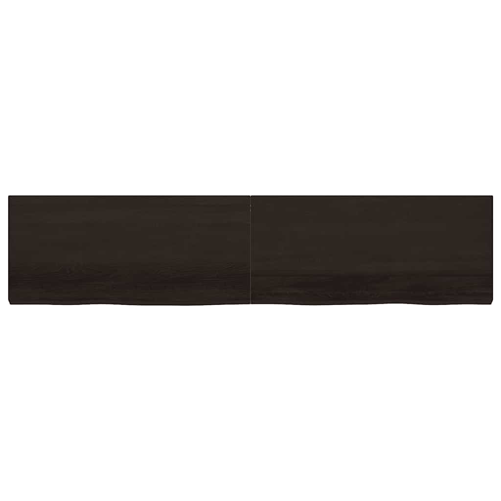 Etagère murale marron foncé 220x50x(2-6)cm chêne massif bois traité
