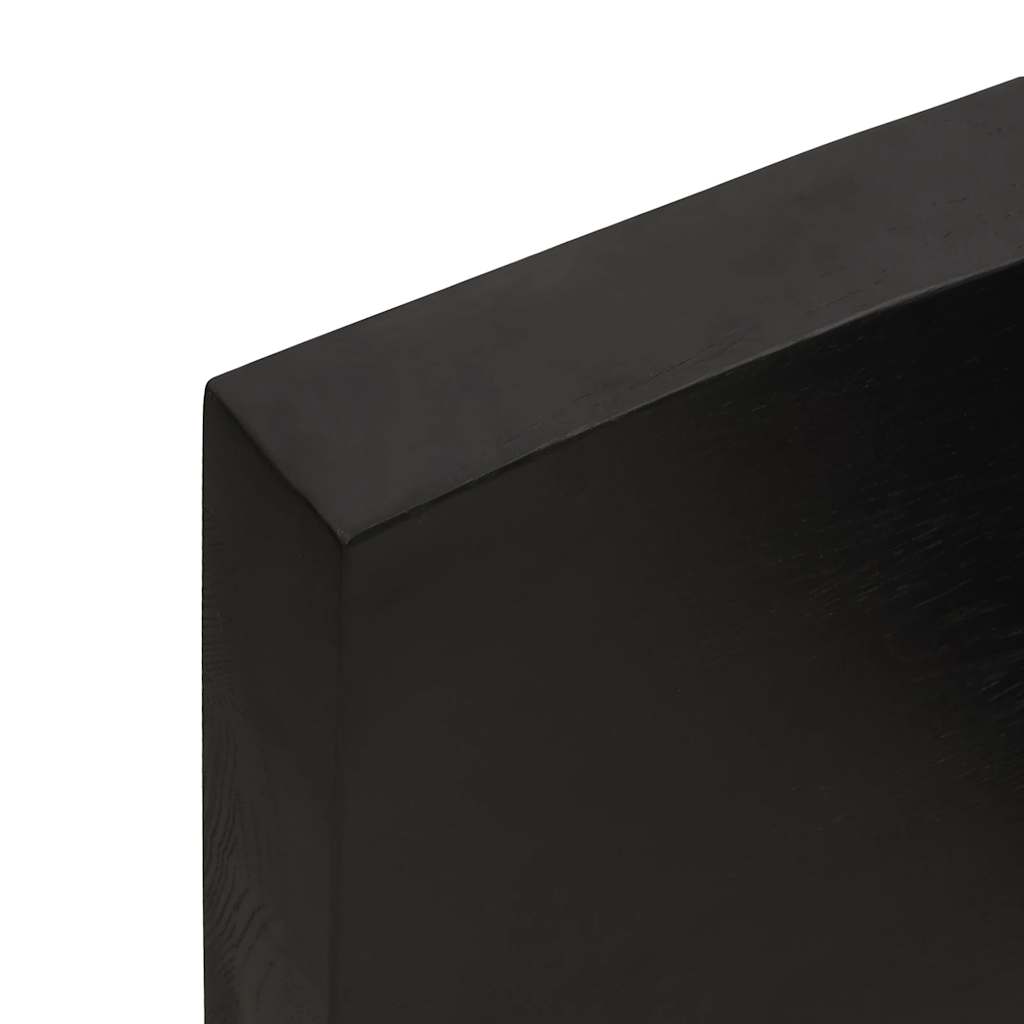 Etagère murale marron foncé 220x50x(2-6)cm chêne massif bois traité