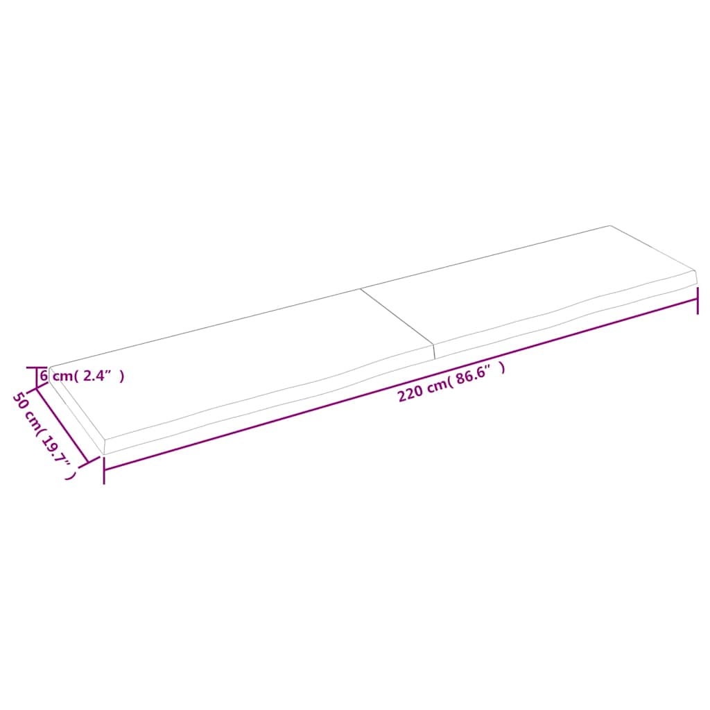 Etagère murale marron foncé 220x50x(2-6)cm chêne massif bois traité