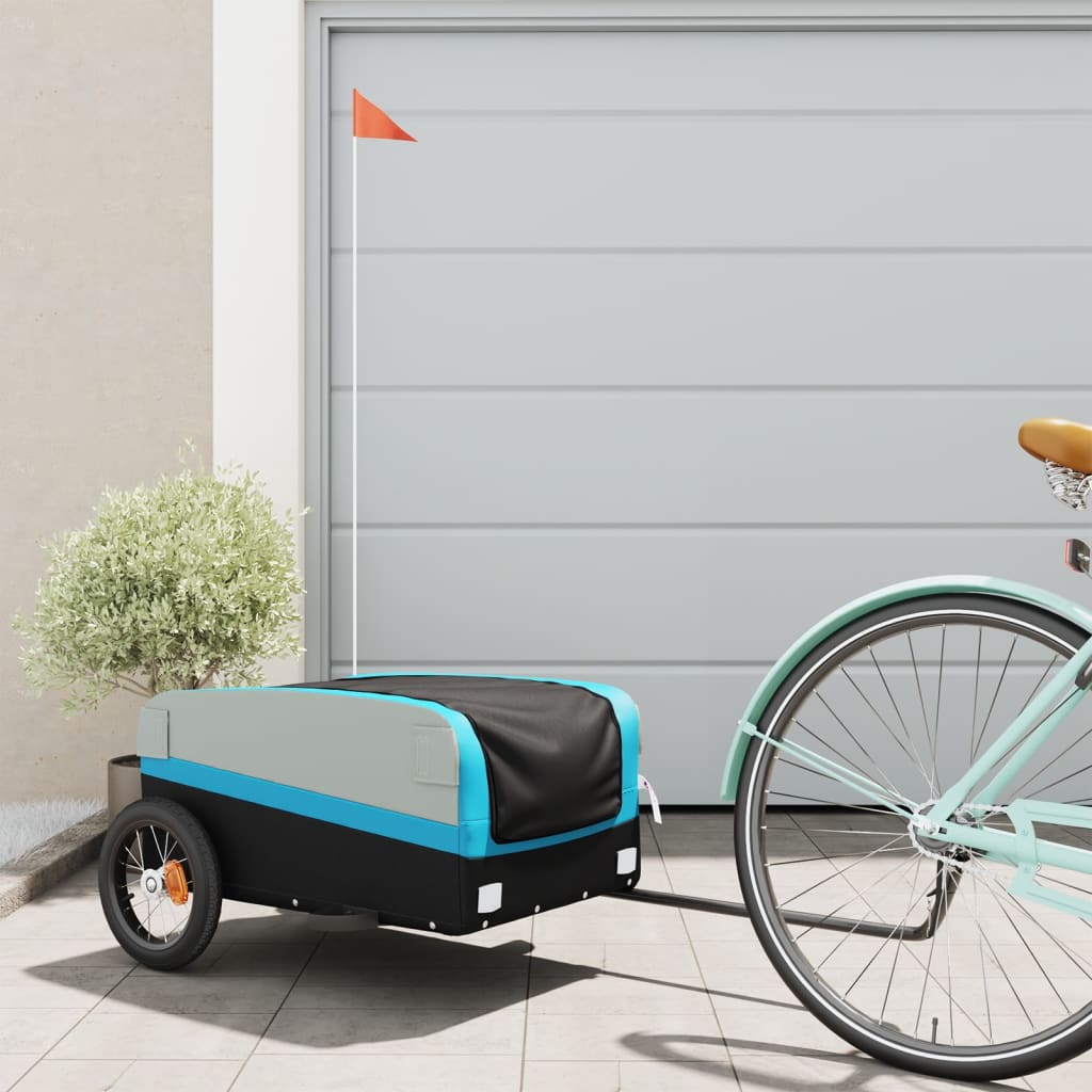 Bicycle trailer black and blue 30 kg iron