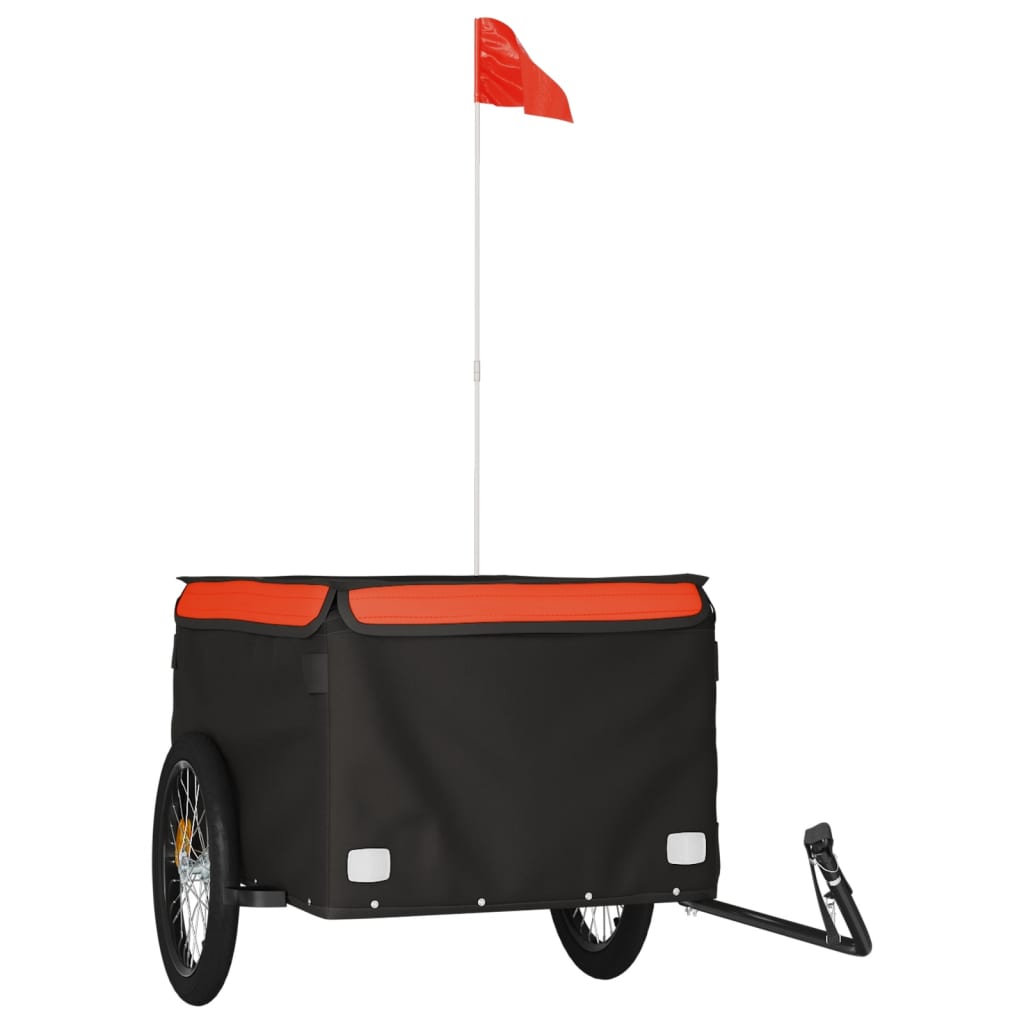 Remorque à vélo noir et orange 45 kg en fer