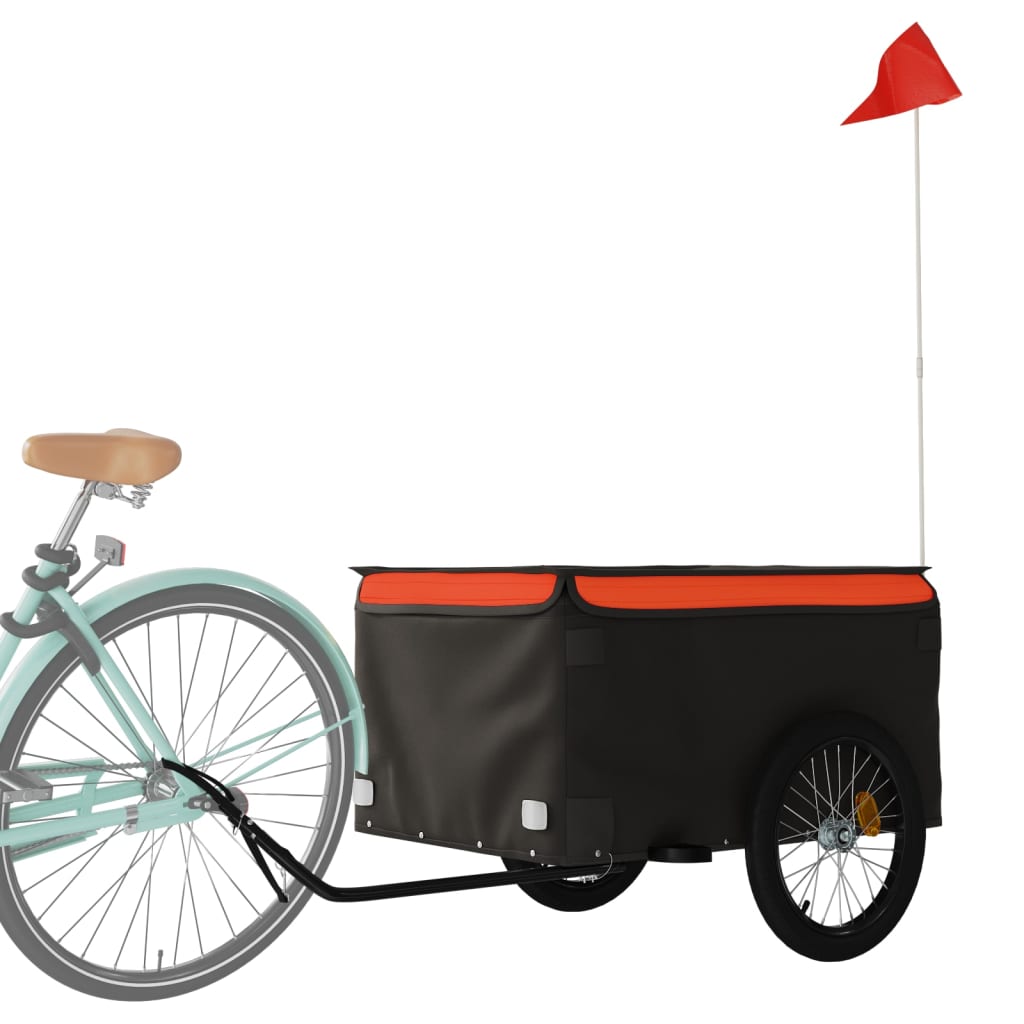 Remorque à vélo noir et orange 45 kg en fer