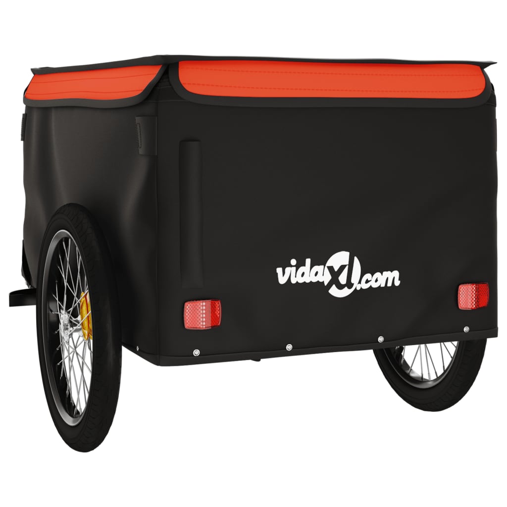 Remorque à vélo noir et orange 45 kg en fer