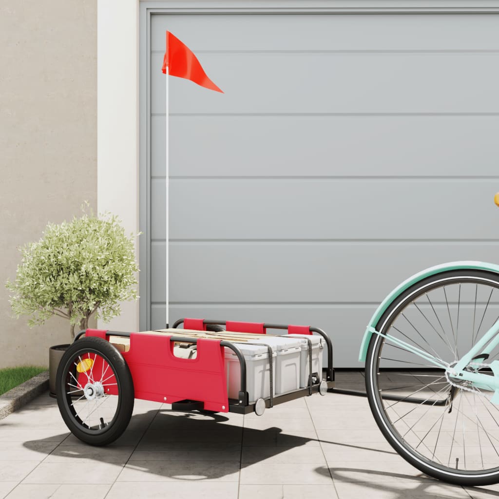 Bicycle trailer red Oxford fabric and iron