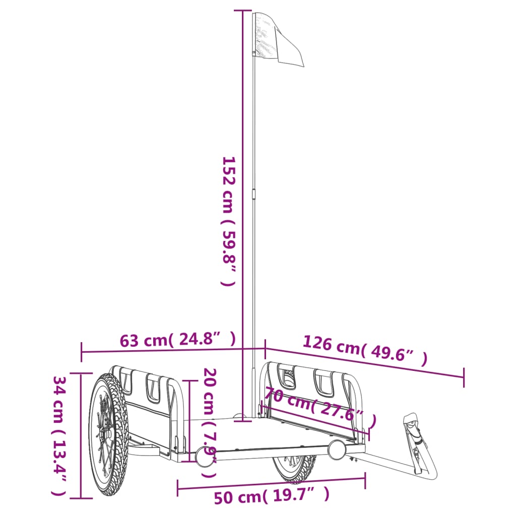 Bicycle trailer gray Oxford fabric and iron