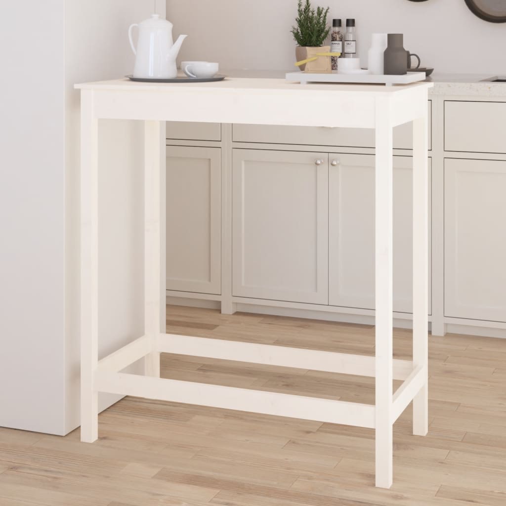 Bar table white 100x50x110 cm solid pine wood