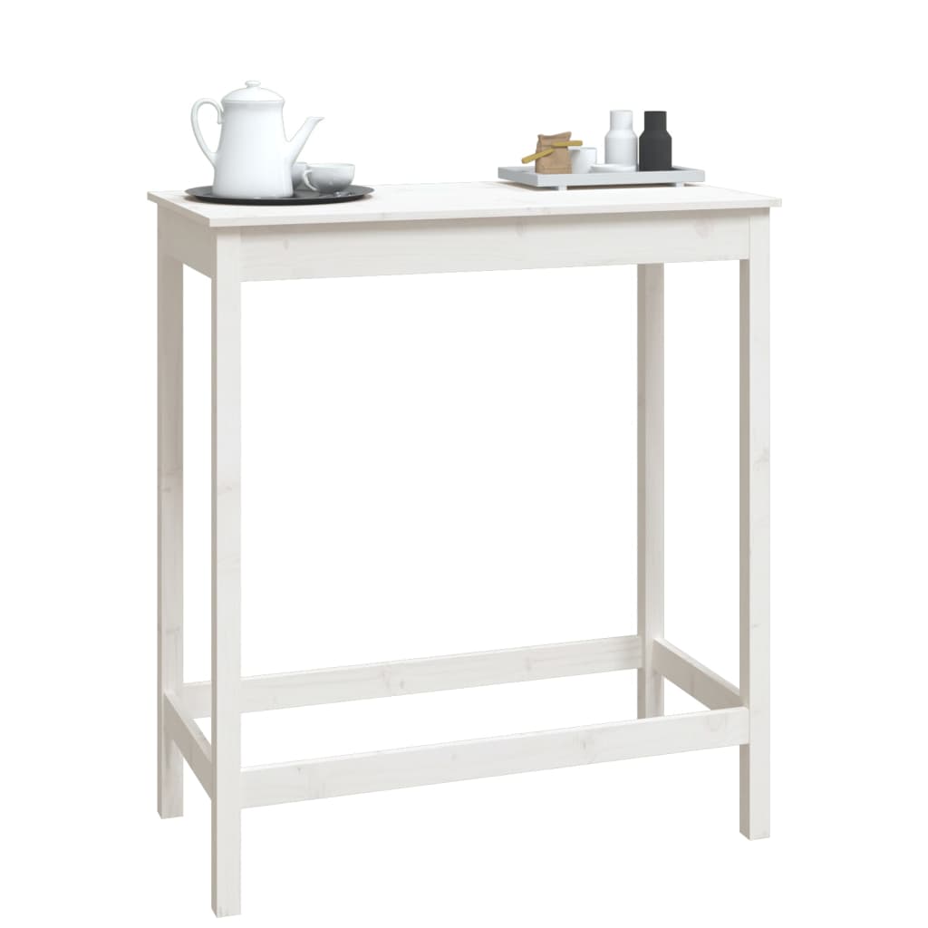 Bar table white 100x50x110 cm solid pine wood