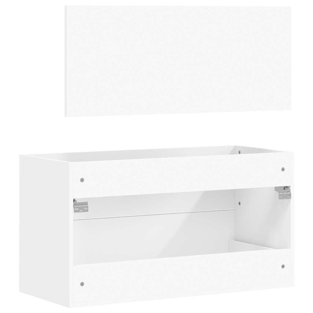 Bathroom cabinet with mirror white wood material
