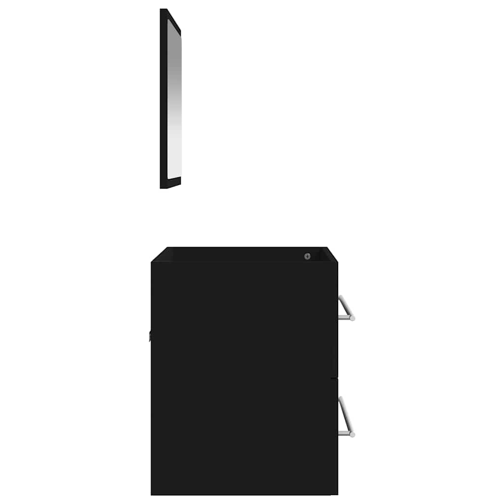 Bathroom cabinet with mirror black wood material