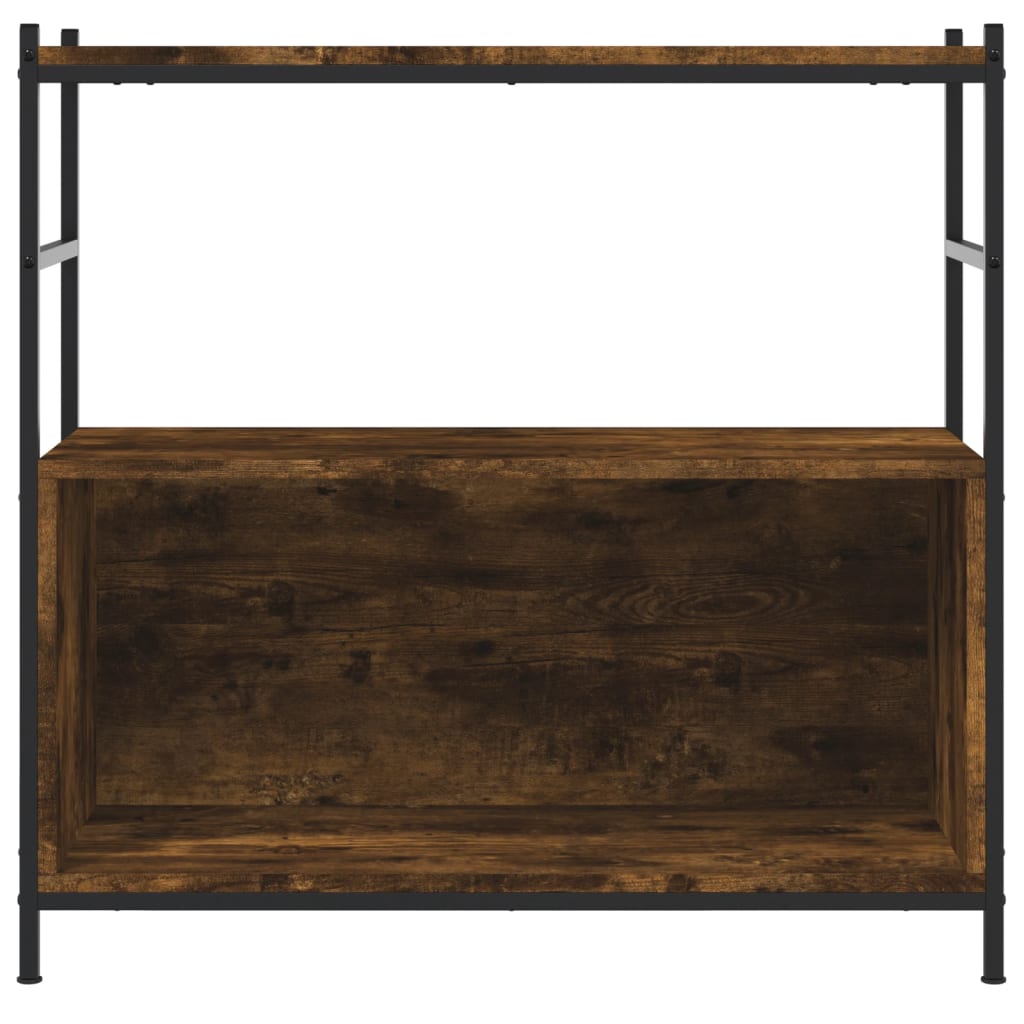 Bibliothèque chêne fumé 80x30x78,5 cm en bois et fer