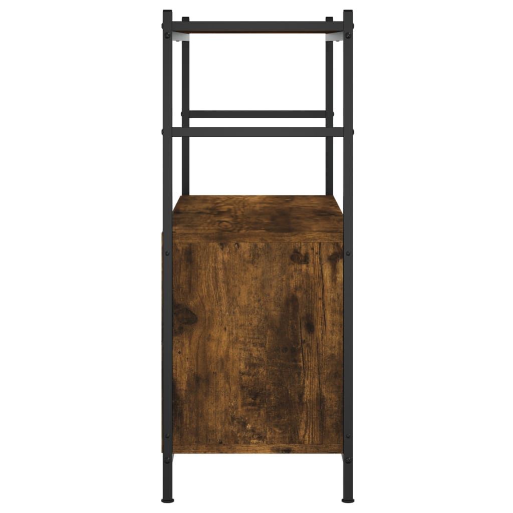 Bibliothèque chêne fumé 80x30x78,5 cm en bois et fer