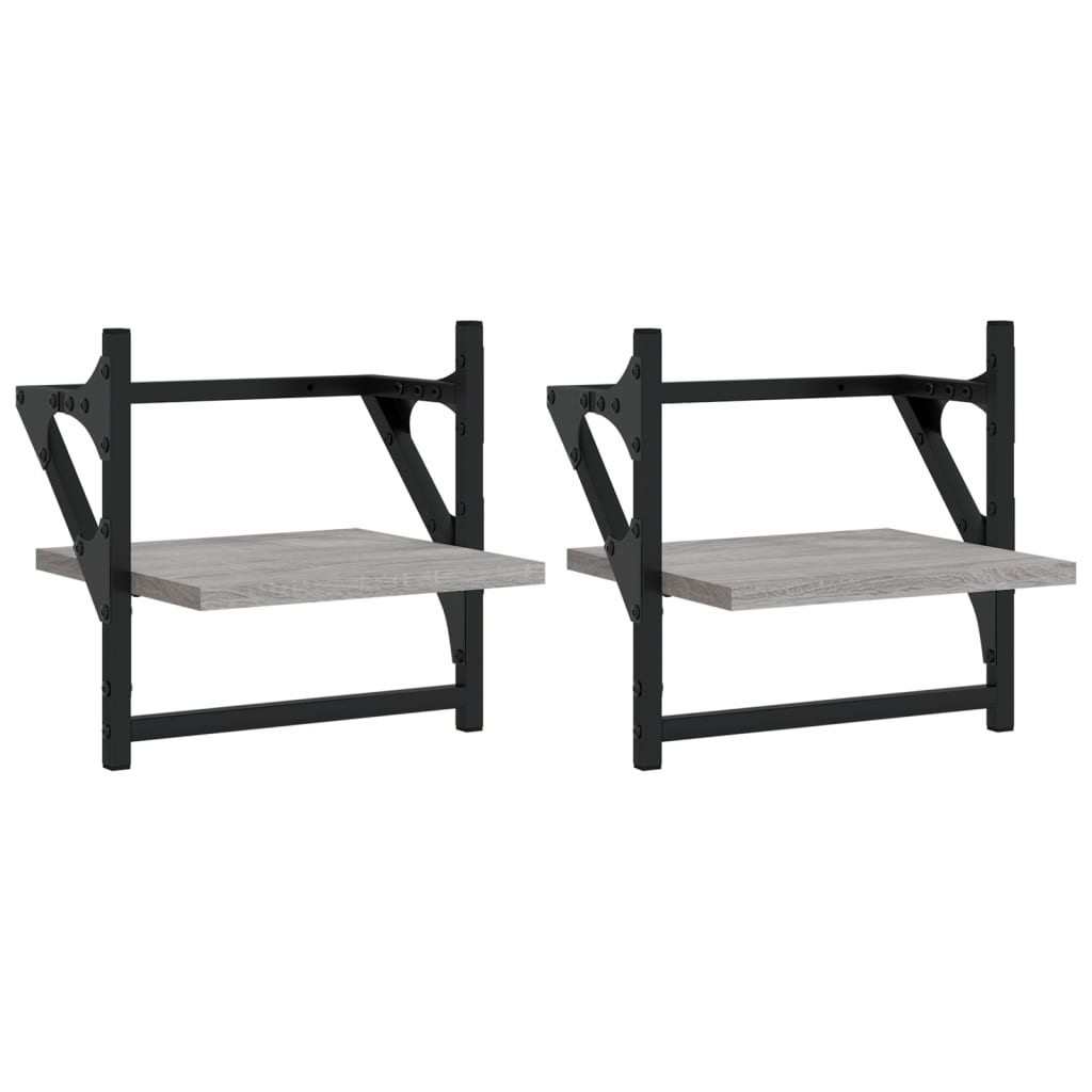 Wall shelves with bars 2 pcs. Gray Sonoma 30x25x30 cm