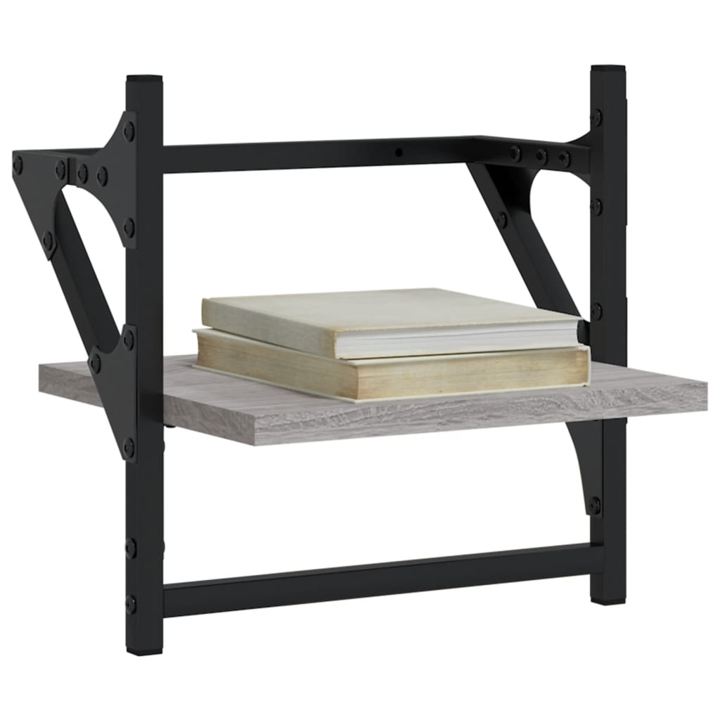 Wall shelves with bars 2 pcs. Gray Sonoma 30x25x30 cm