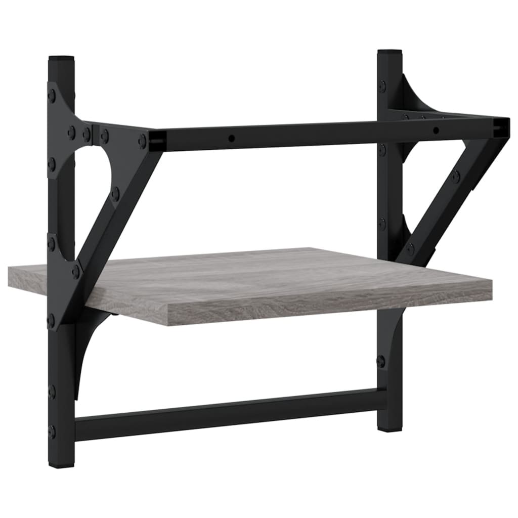 Wall shelves with bars 2 pcs. Gray Sonoma 30x25x30 cm