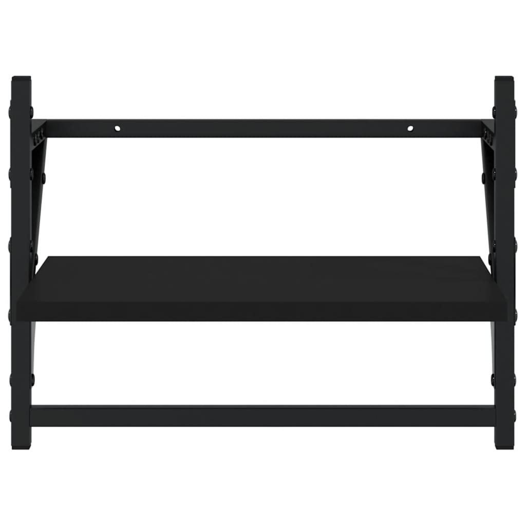 Wall shelves with bars 2 pcs. Black 40x25x30 cm