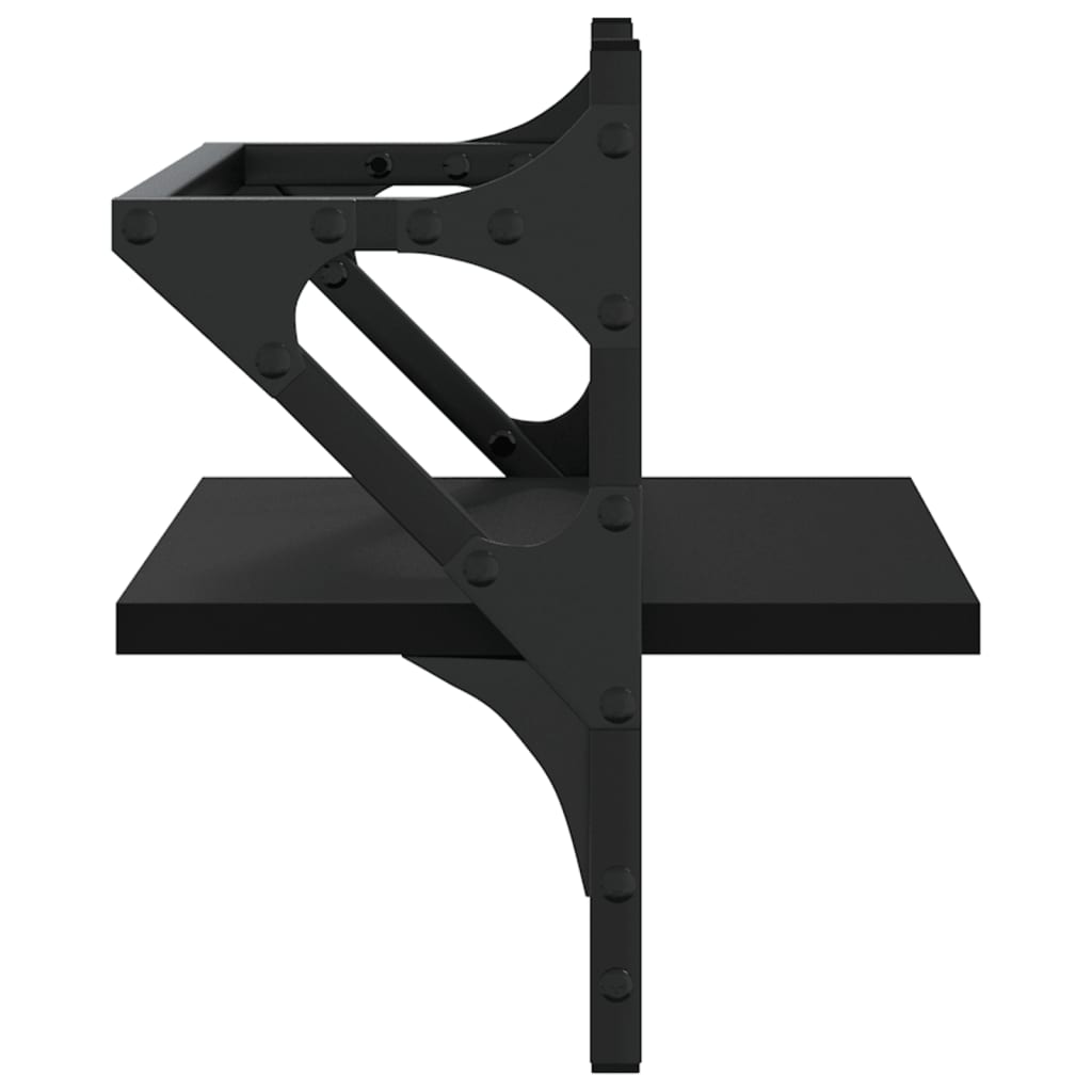 Wall shelves with bars 2 pcs. Black 40x25x30 cm