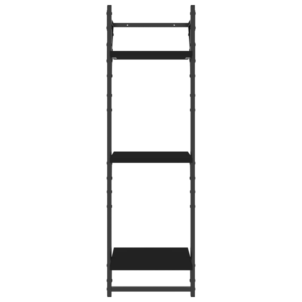 Etagères murales avec 3 étagères et tringles 2 pcs Noir 30x25x100 cm