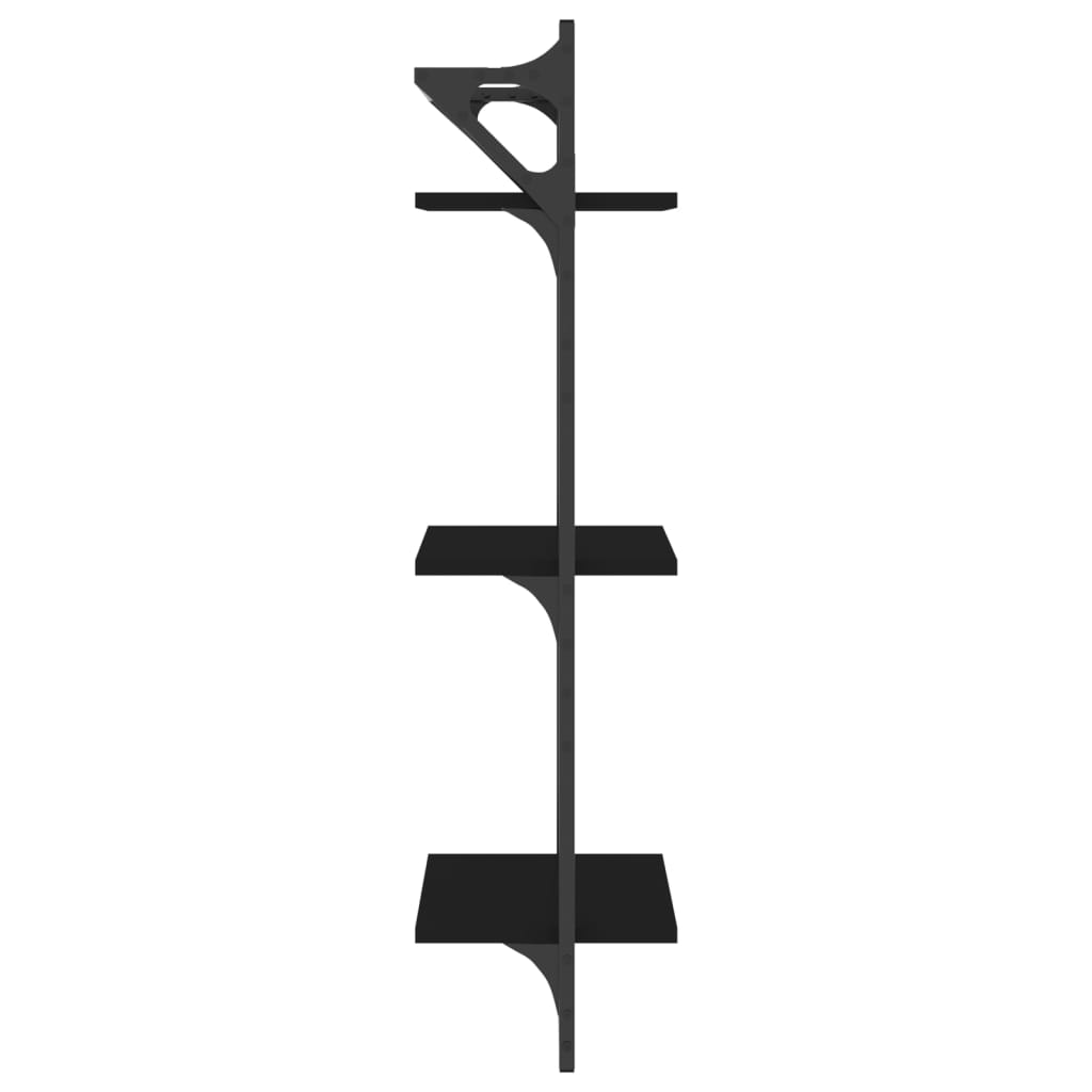 Etagères murales avec 3 étagères et tringles 2 pcs Noir 30x25x100 cm