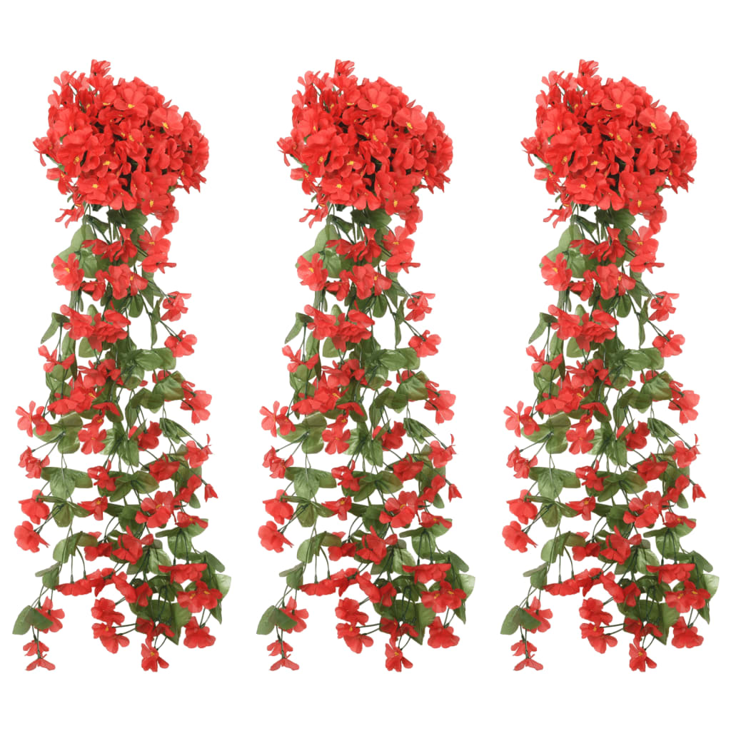 Artificial flower garlands 3 pcs. Red 85 cm