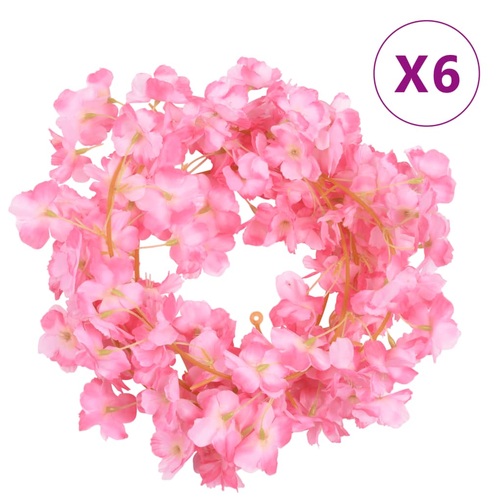 Artificial flower garlands 6 pcs. Dark pink 180 cm