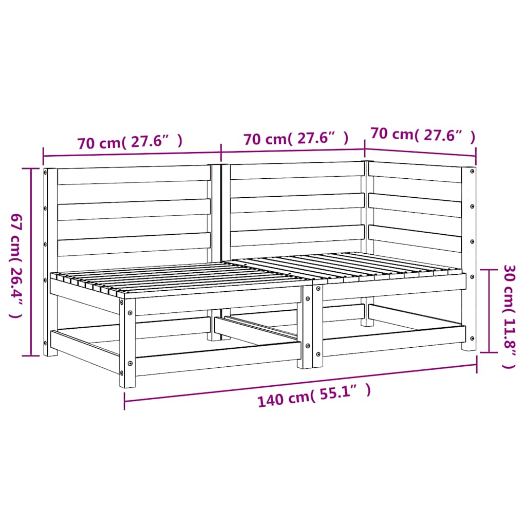 Garden sofa 2-seater impregnated pine wood