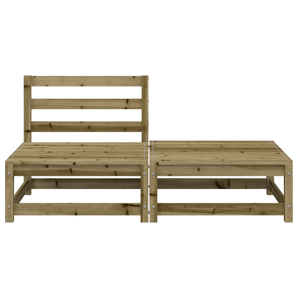 Garden sofa without armrests with stool impregnated pine wood