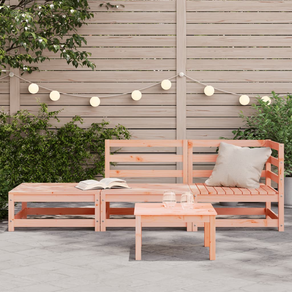 Garden sofa with stool 2-seater solid Douglas fir wood