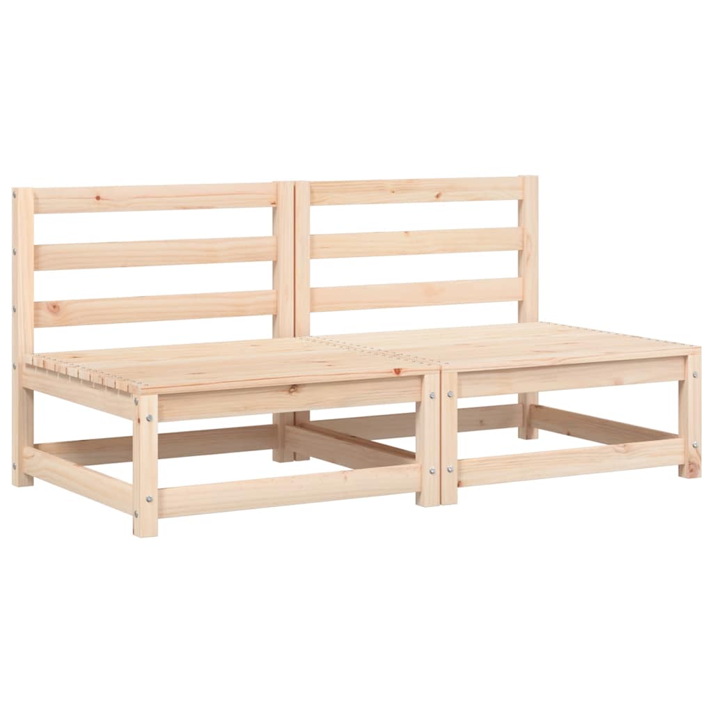 Canapés de jardin sans accoudoirs avec coussins 2 pièces.Bois de pin massif
