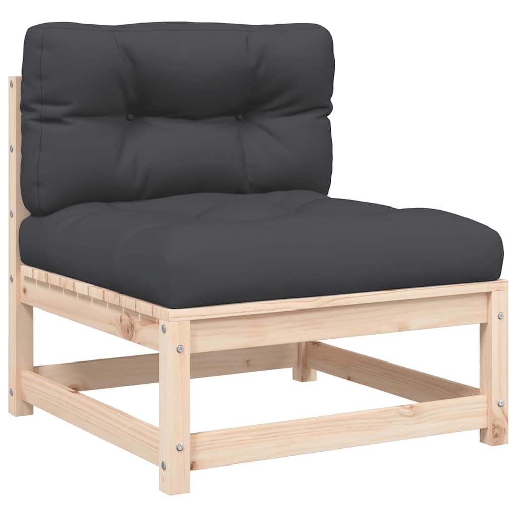 Canapés de jardin sans accoudoirs avec coussins 2 pièces.Bois de pin massif