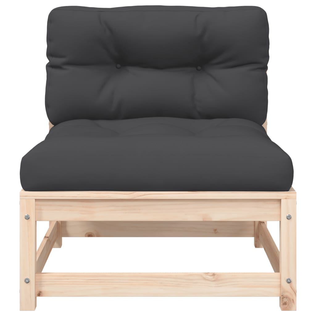 Canapés de jardin sans accoudoirs avec coussins 2 pièces.Bois de pin massif
