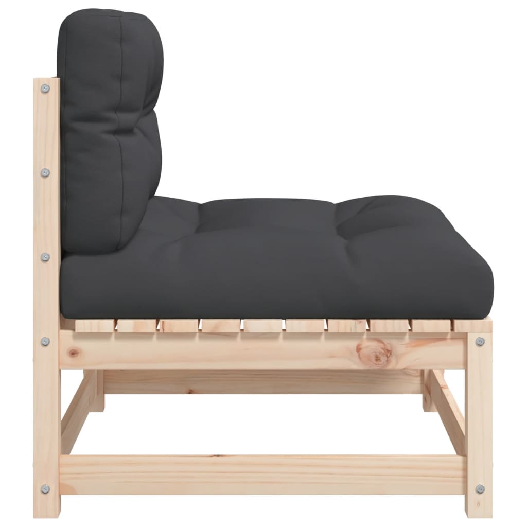 Canapés de jardin sans accoudoirs avec coussins 2 pièces.Bois de pin massif