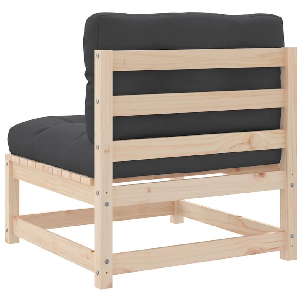 Canapés de jardin sans accoudoirs avec coussins 2 pièces.Bois de pin massif