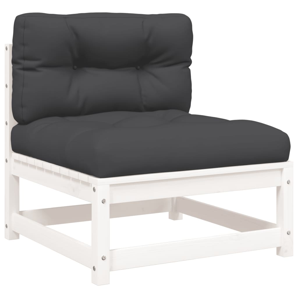 Canapés de jardin sans accoudoirs avec coussins 2 pièces Bois de pin blanc