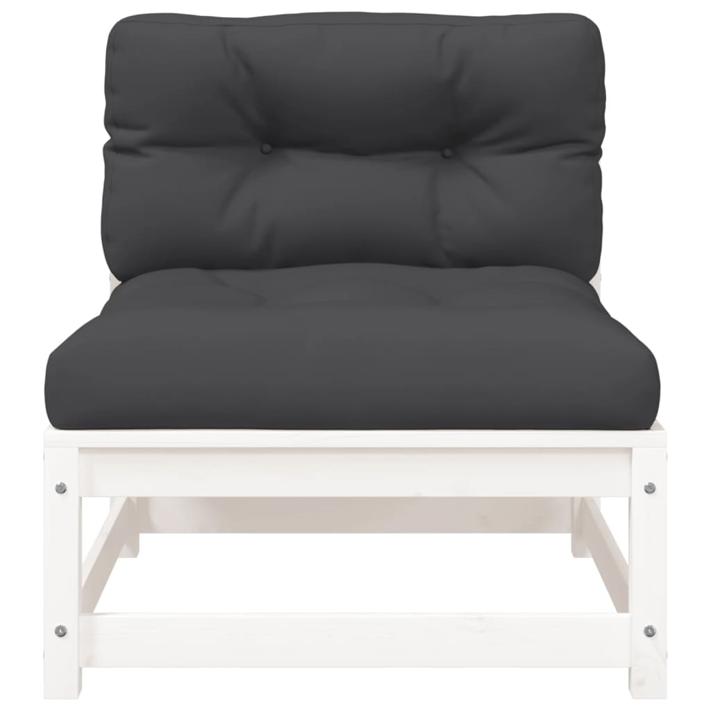 Canapés de jardin sans accoudoirs avec coussins 2 pièces Bois de pin blanc