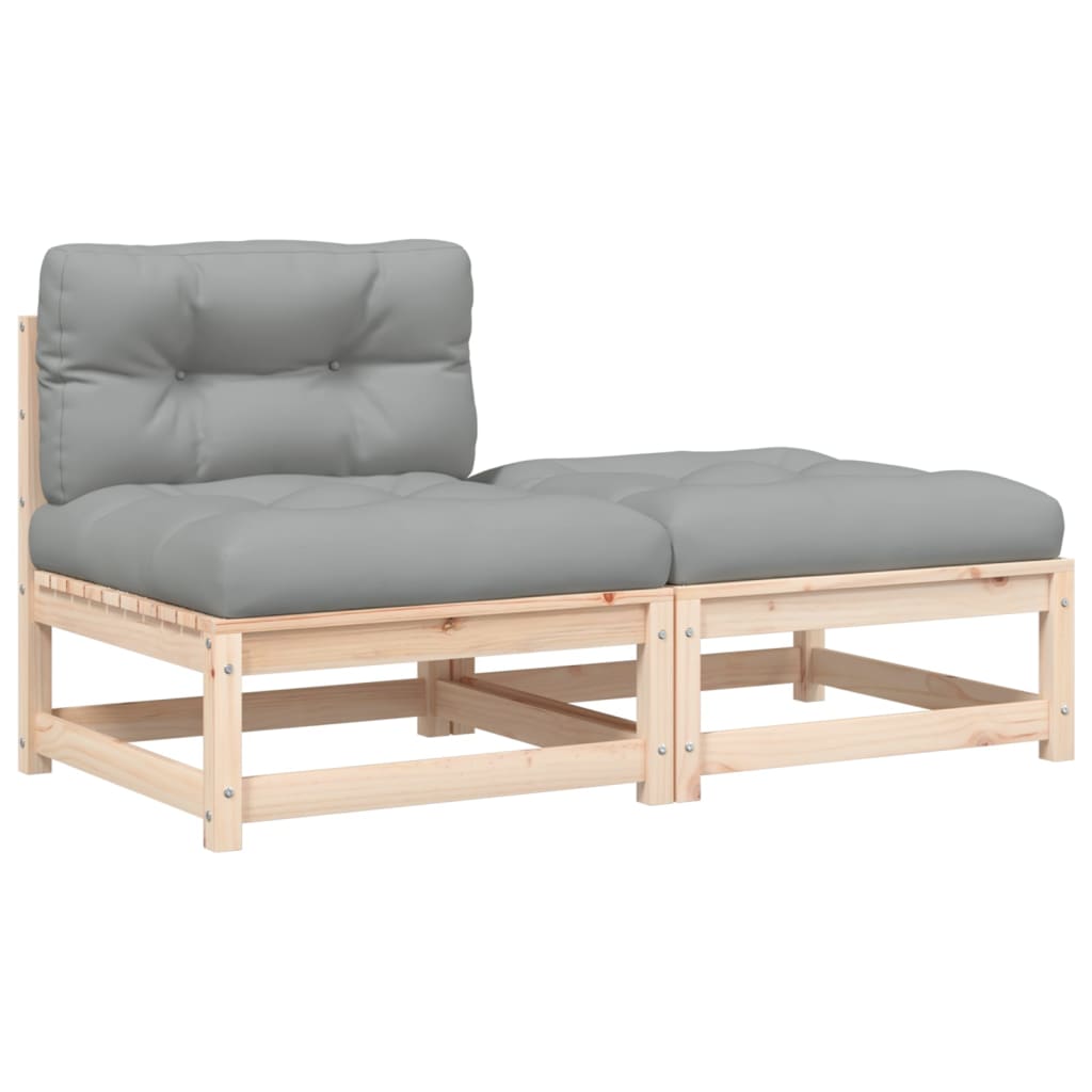 Garden sofa without armrests with cushions and stool
