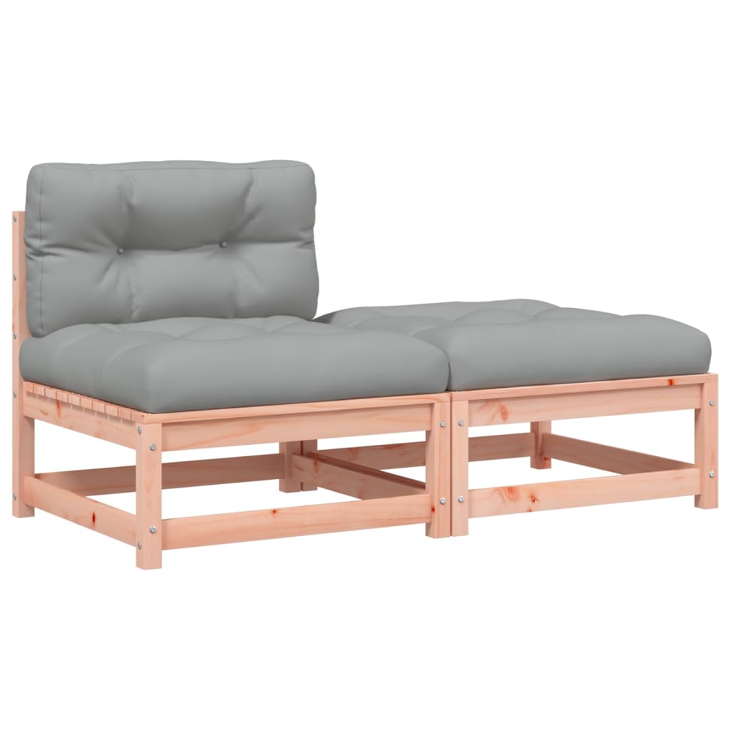 Garden sofa without armrests with cushions and stool
