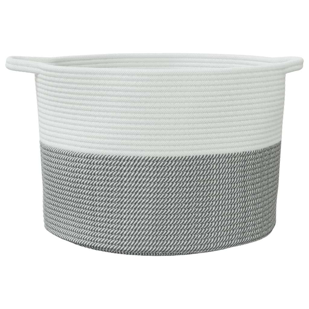 Laundry basket gray and white Ø55x36 cm cotton