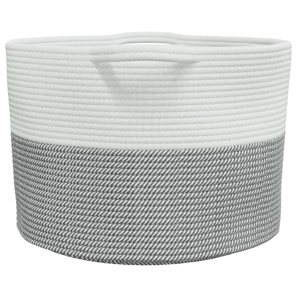 Laundry basket gray and white Ø55x36 cm cotton